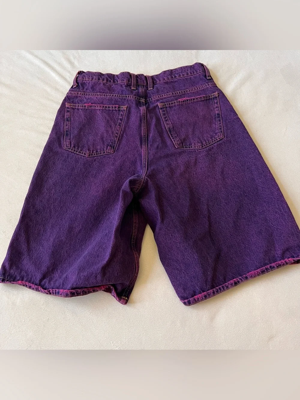 Jorts Pink Purple Unique Rare Zara Violet Denim Shorts Blokecore Baggy Y2K